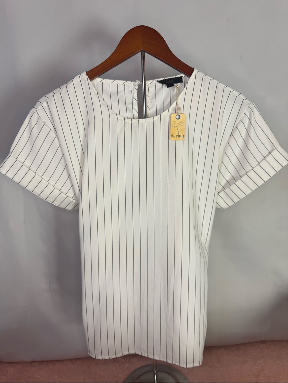 E & M Boutique - NWT White Pinstriped Blouse with Corset Back